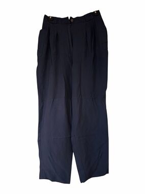 First Option Women’s High-Waist Wide Leg Navy Vintage Trouser- Size 10